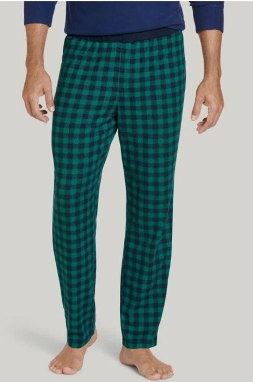 Jockey Fam Jams Mens XL Blue Green Plaid Lounge Sleep Pants Polyester Spandex